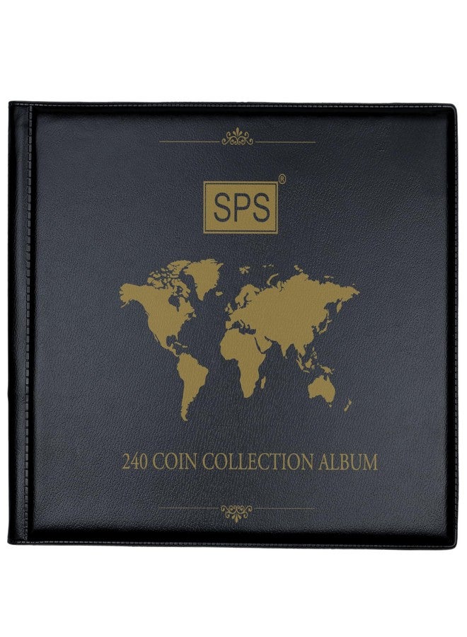 SPS Coin Collection Album - 240 Pockets | Holds Small & Large Coins | 14 Sheets | Premium Storage for Collectors | Black - Image 1